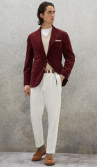 Men's Corduroy Sport Coat Blazer Jacket White SkinOutfit