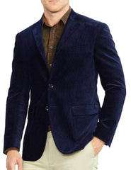 Men's Corduroy Sport Coat Blazer Jacket Blue SkinOutfit