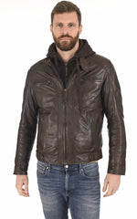 Men Hoodie Leather Jacket 02