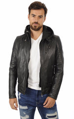 Men Hoodie Leather Jacket 03