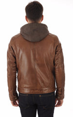 Men Hoodie Leather Jacket 05