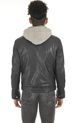Men Hoodie Leather Jacket 07