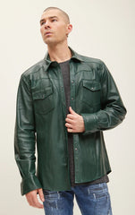 Men Genuine Leather Shirt 09 SkinOutfit