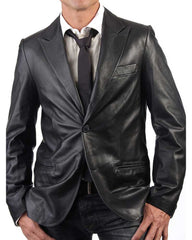 Men Genuine Leather Blazer Sport Coat 04