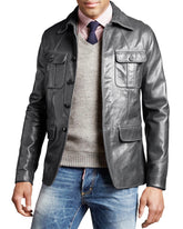 Men Genuine Leather Blazer Sport Coat 08