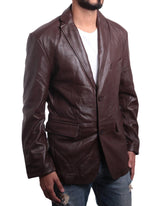 Men Genuine Leather Blazer Sport Coat 15