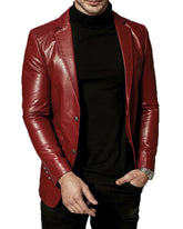 Men Genuine Leather Blazer Sport Coat 58