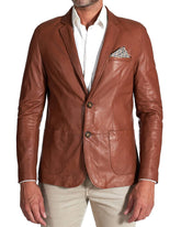 Men Genuine Leather Blazer Sport Coat 60