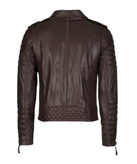Men Motorcycle Leather Jacket Brown SkinOutfit
