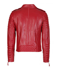 Men Motorcycle Leather Jacket Red SkinOutfit