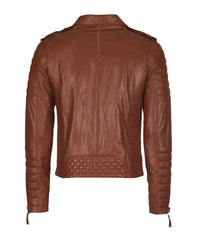 Men Motorcycle Leather Jacket Tan SkinOutfit