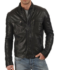 Men Lambskin Genuine Leather Jacket MJ 02