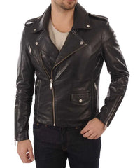 Men Lambskin Genuine Leather Jacket MJ 06