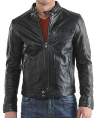 Men Lambskin Genuine Leather Jacket MJ 10