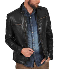 Men Lambskin Genuine Leather Jacket MJ119