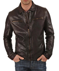 Men Lambskin Genuine Leather Jacket MJ 12