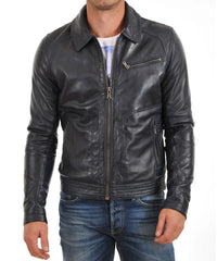Men Lambskin Genuine Leather Jacket MJ132