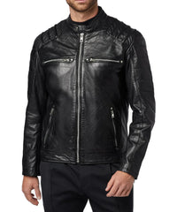 Men Lambskin Genuine Leather Jacket MJ142
