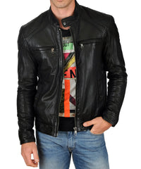 Men Lambskin Genuine Leather Jacket MJ 14