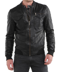 Men Lambskin Genuine Leather Jacket MJ154