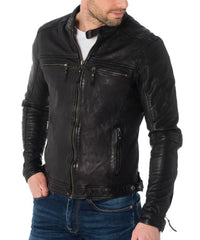 Men Lambskin Genuine Leather Jacket MJ155