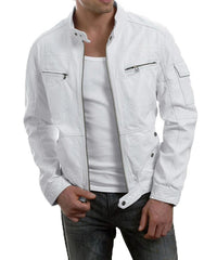 Men Lambskin Genuine Leather Jacket MJ 15