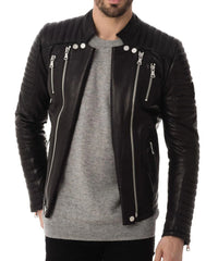 Men Lambskin Genuine Leather Jacket MJ161