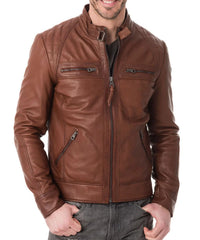 Men Lambskin Genuine Leather Jacket MJ168