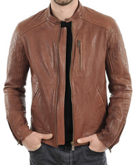Men Lambskin Genuine Leather Jacket MJ 16