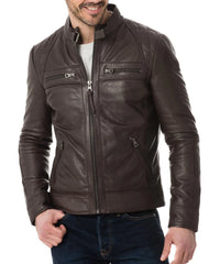 Men Lambskin Genuine Leather Jacket MJ170