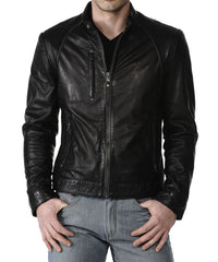 Men Lambskin Genuine Leather Jacket MJ179