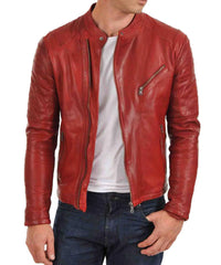 Men Lambskin Genuine Leather Jacket MJ 17