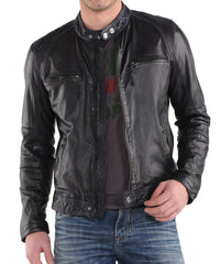 Men Lambskin Genuine Leather Jacket MJ 18