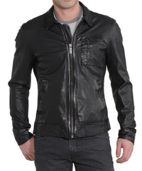 Men Lambskin Genuine Leather Jacket MJ 19