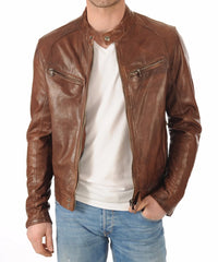 Men Lambskin Genuine Leather Jacket MJ 21