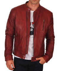Men Lambskin Genuine Leather Jacket MJ 26