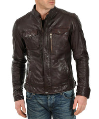 Men Lambskin Genuine Leather Jacket MJ 27