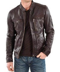 Men Lambskin Genuine Leather Jacket MJ 27