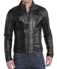 Men Lambskin Genuine Leather Jacket MJ 28