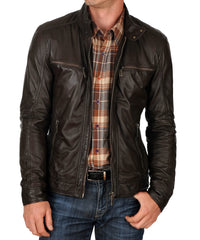 Men Lambskin Genuine Leather Jacket MJ 34