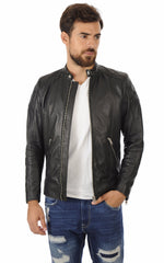Men Genuine Leather Jacket MJ 37