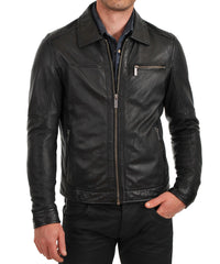 Men Lambskin Genuine Leather Jacket MJ 38