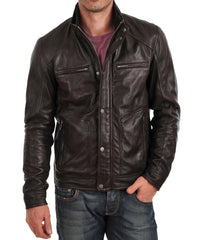 Men Lambskin Genuine Leather Jacket MJ 42