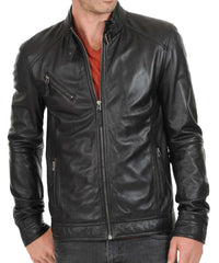 Men Lambskin Genuine Leather Jacket MJ 47