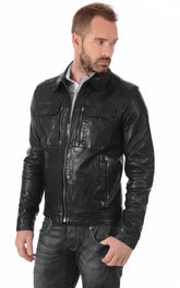 Men Genuine Leather Jacket MJ 48