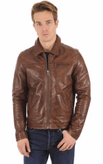 Men Genuine Leather Jacket MJ 52