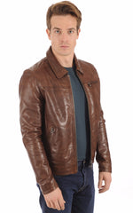 Men Genuine Leather Jacket MJ 52