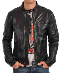 Men Lambskin Genuine Leather Jacket MJ 54