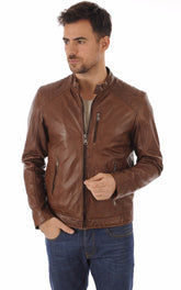 Men Genuine Leather Jacket MJ 57