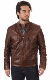Men Genuine Leather Jacket MJ 60